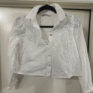 ZARA - Eylet Cropped Button Down - Size M